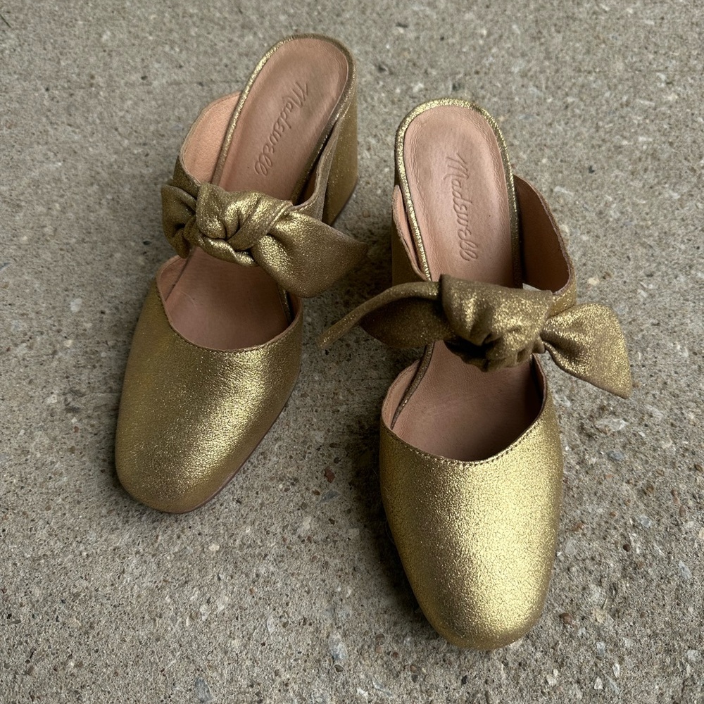 The Zoe Bow Mule in Metallic Leather - Madewell